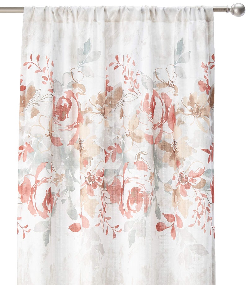CHF Watercolor Floral Curtain Panel, 84", Spice - Image 1